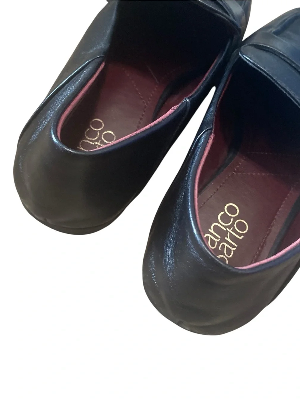 Franco Sarto Black Leather Almond Toe Classic Chic Loafers Size 6M